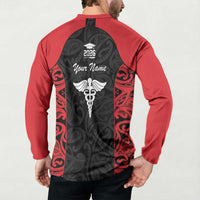 New Zealand Nurse RN 2026 Personalised Button Sweatshirt Red Maori Pattern Cultural Pride LT9 - Polynesian Pride