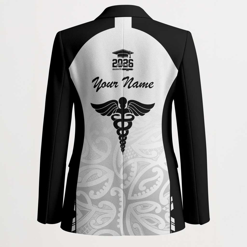 New Zealand Nurse RN 2026 Personalised Blazer White Maori Pattern Cultural Pride LT9 - Polynesian Pride
