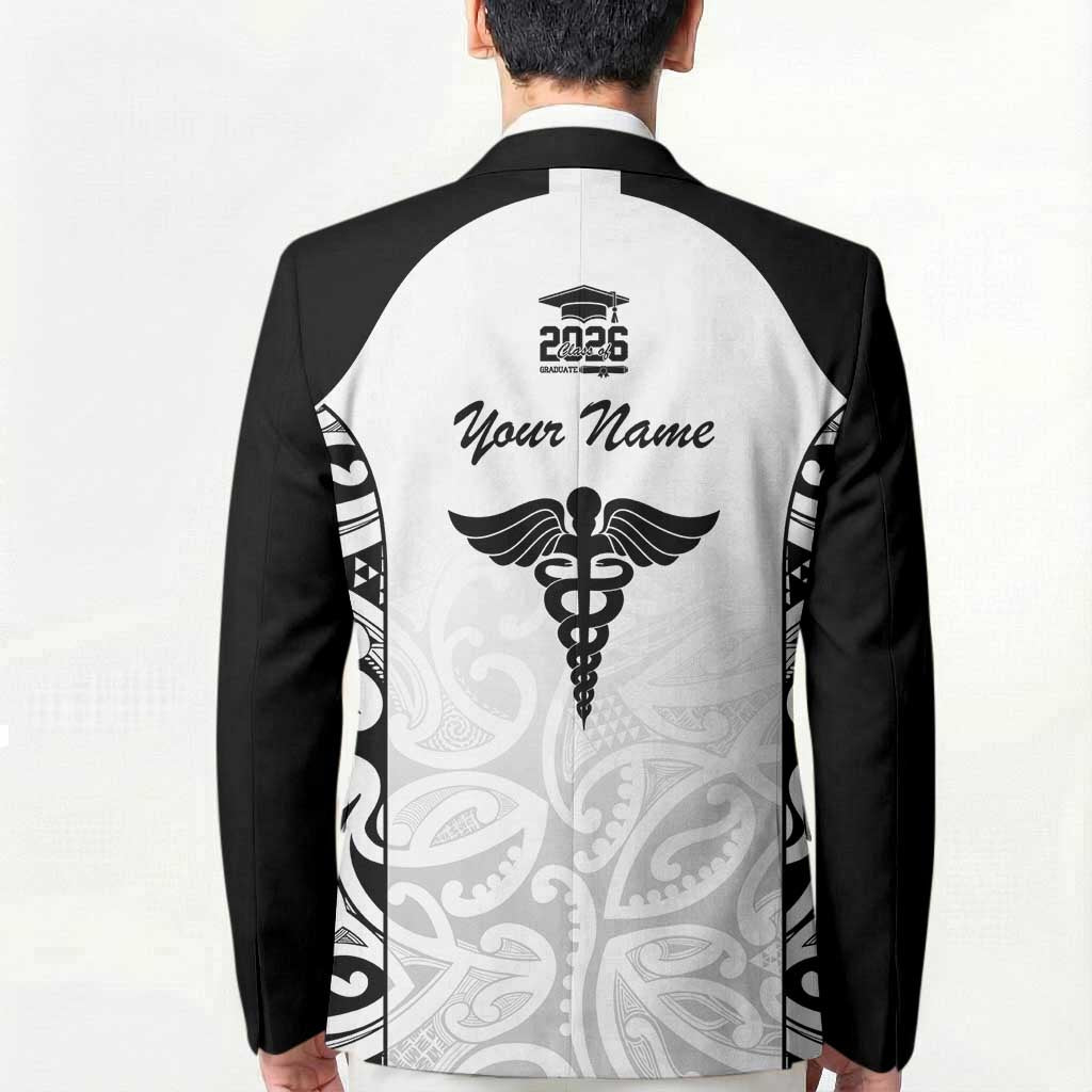 New Zealand Nurse RN 2026 Personalised Blazer White Maori Pattern Cultural Pride LT9 - Polynesian Pride