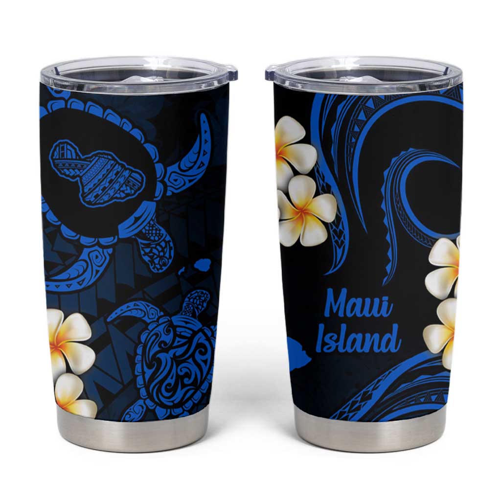 Hawaii Maui Islands Pacific Plumeria Tumbler Cup Blue Polynesian Tattoo LT9 Blue - Polynesian Pride