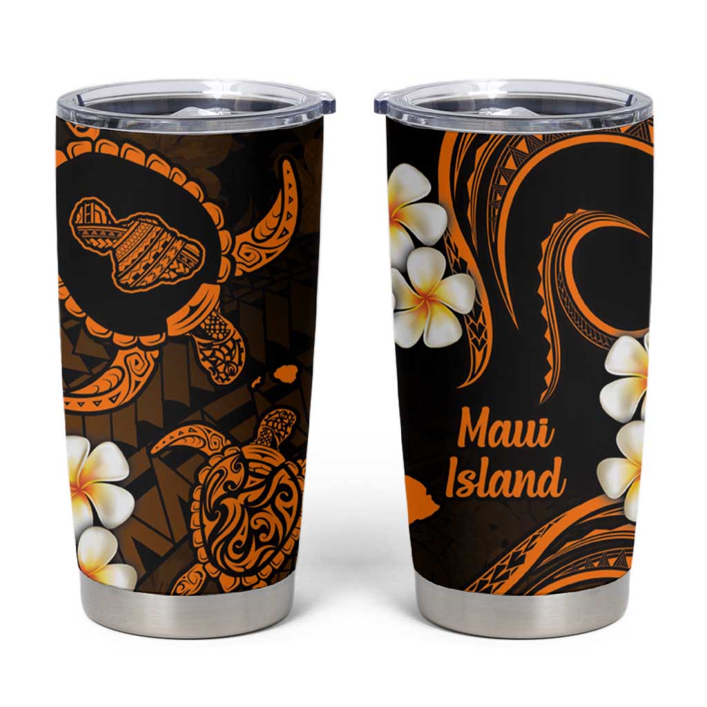 Hawaii Maui Islands Pacific Plumeria Tumbler Cup Gold Polynesian Tattoo LT9 Gold - Polynesian Pride