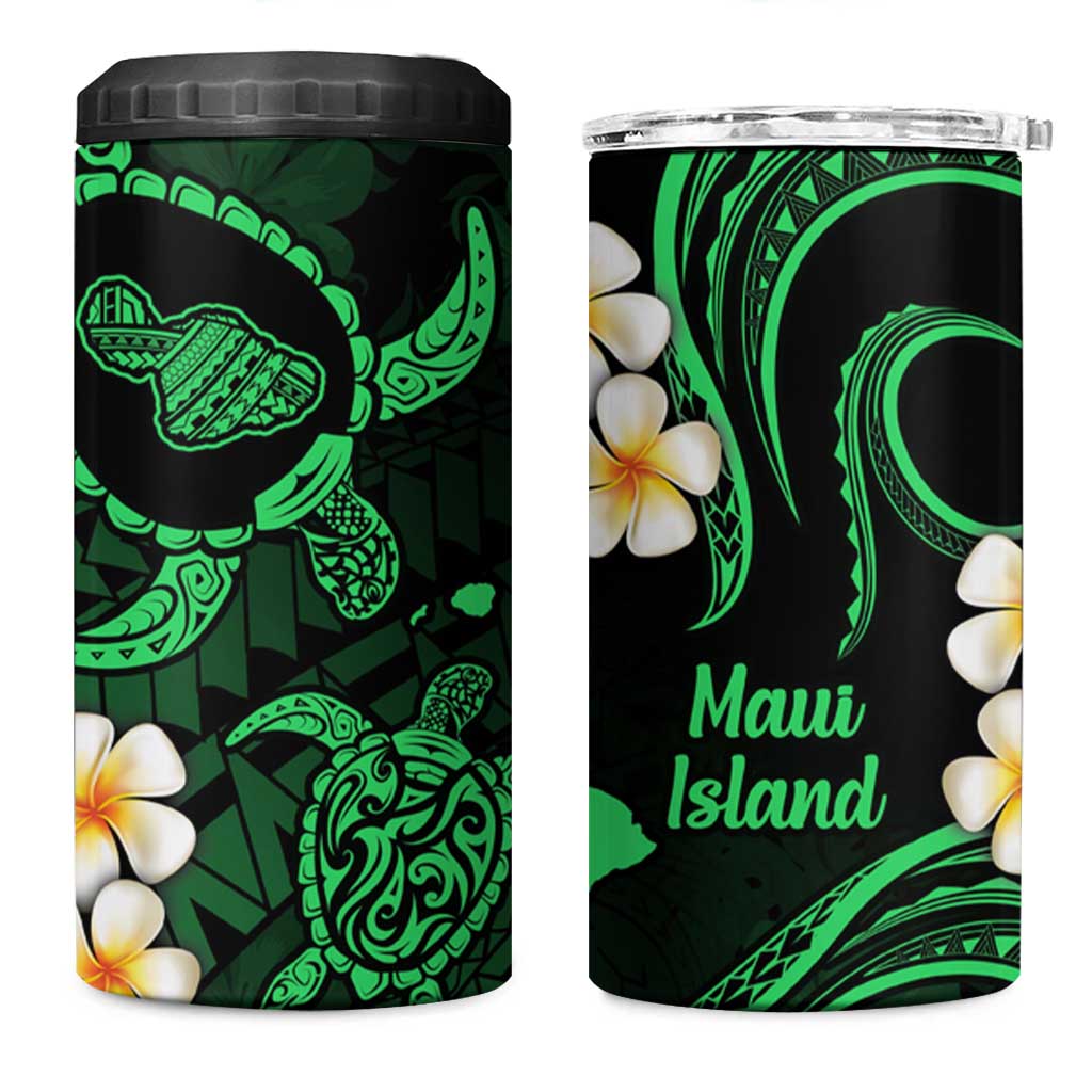 Hawaii Maui Islands Pacific Plumeria 4 in 1 Can Cooler Tumbler Green Polynesian Tattoo LT9 One Size: 16 oz Green - Polynesian Pride