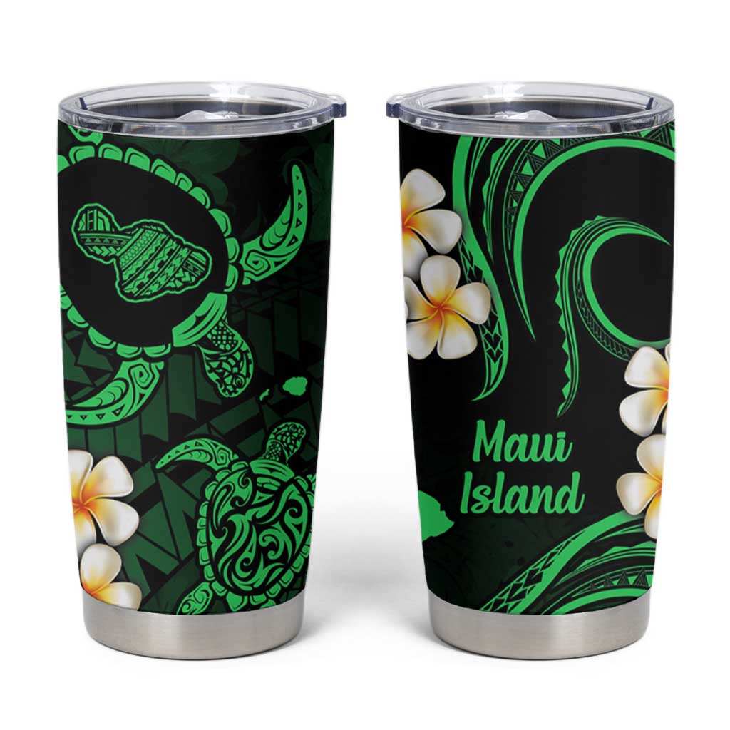 Hawaii Maui Islands Pacific Plumeria Tumbler Cup Green Polynesian Tattoo LT9 Green - Polynesian Pride