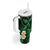 Hawaii Maui Islands Pacific Plumeria Tumbler With Handle Green Polynesian Tattoo