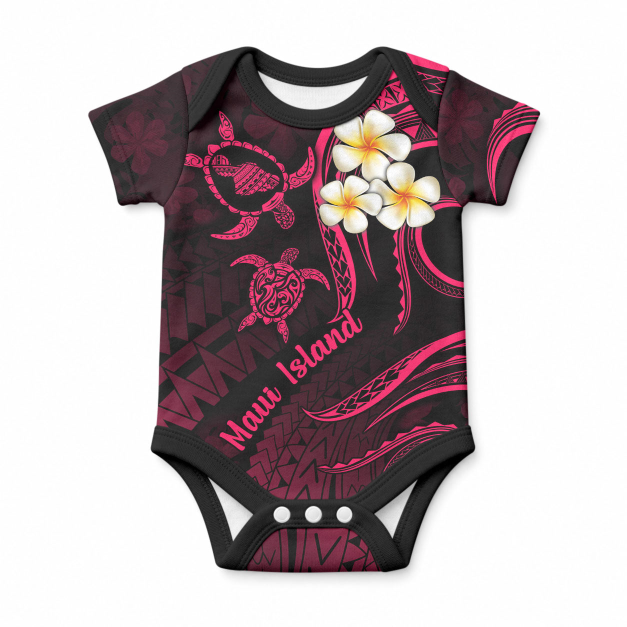 Hawaii Maui Islands Baby Onesie Pacific Plumeria Pink Vibe LT9 Pink - Polynesian Pride