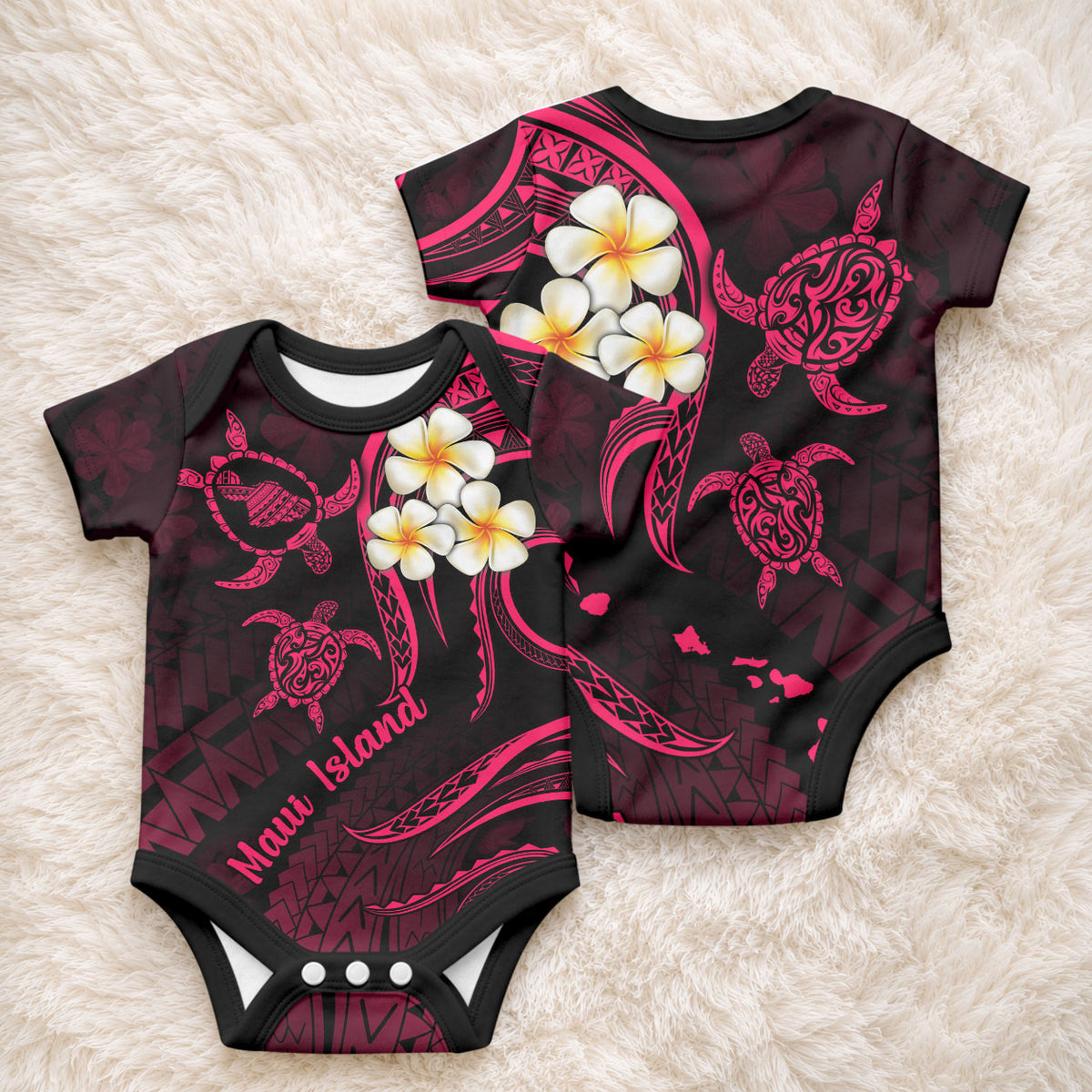 Hawaii Maui Islands Baby Onesie Pacific Plumeria Pink Vibe LT9 - Polynesian Pride