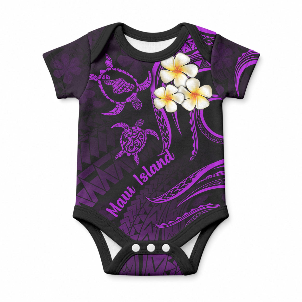 Hawaii Maui Islands Baby Onesie Pacific Plumeria Purple Vibe LT9 Purple - Polynesian Pride