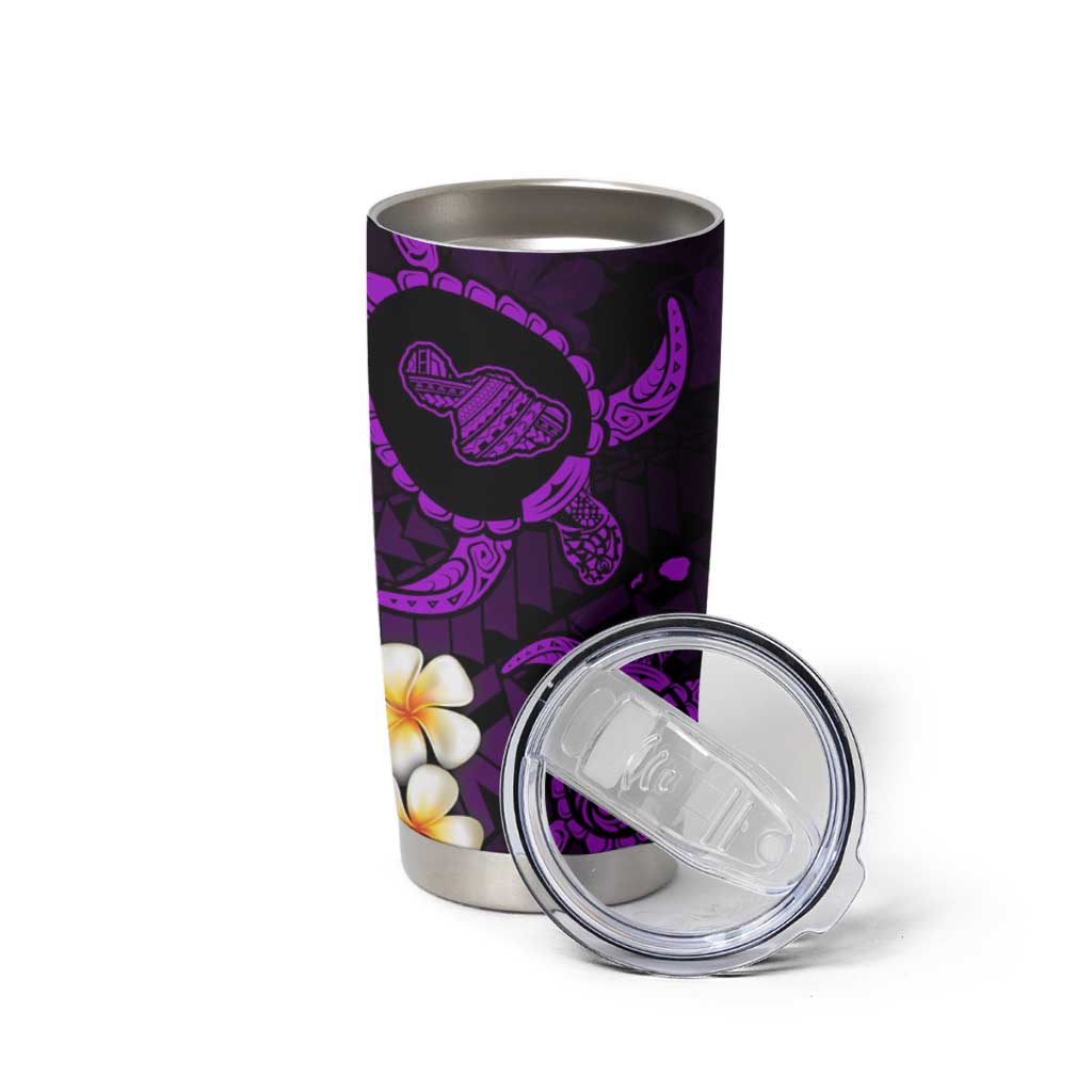 Hawaii Maui Islands Pacific Plumeria Tumbler Cup Purple Polynesian Tattoo LT9 - Polynesian Pride