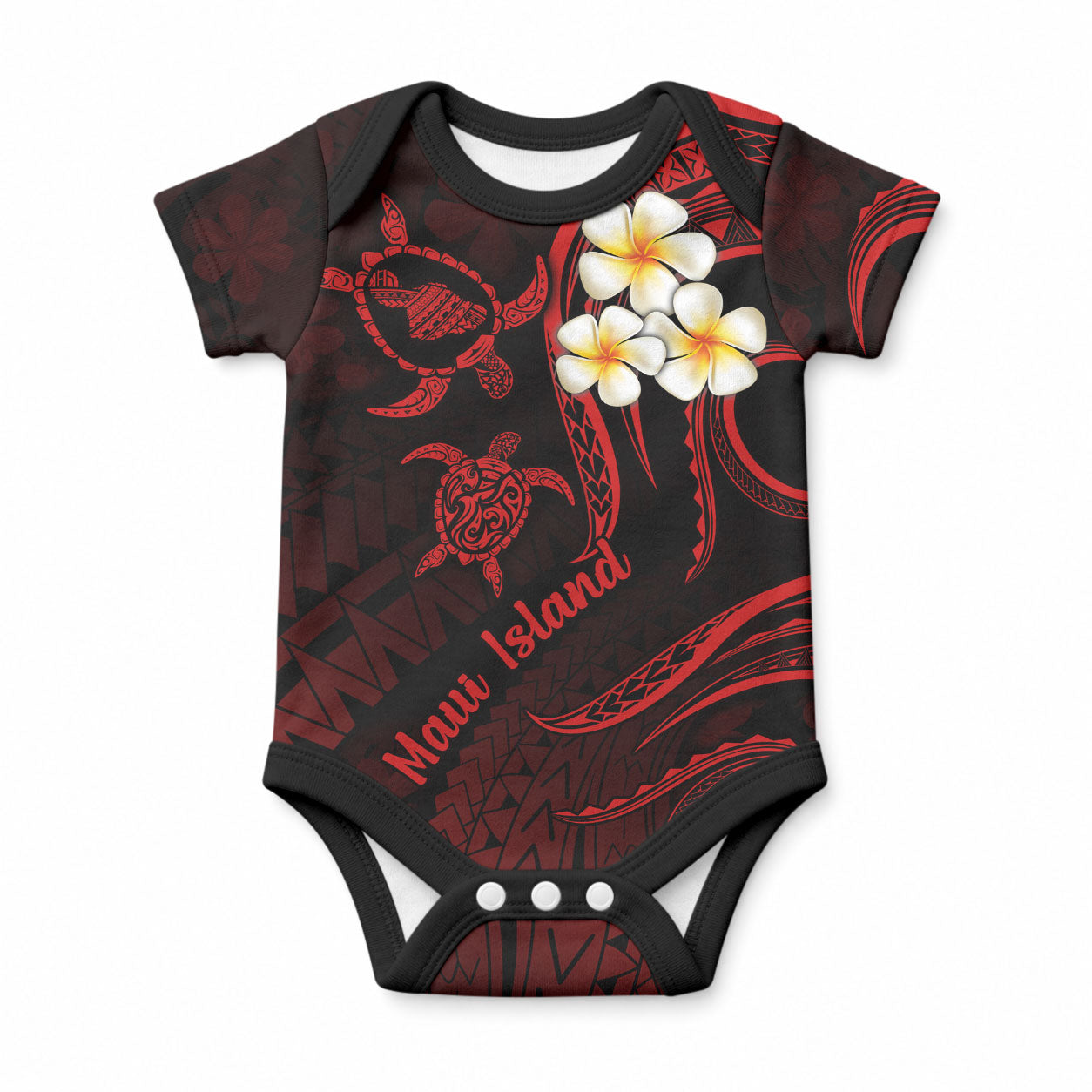 Hawaii Maui Islands Baby Onesie Pacific Plumeria Red Vibe LT9 Red - Polynesian Pride
