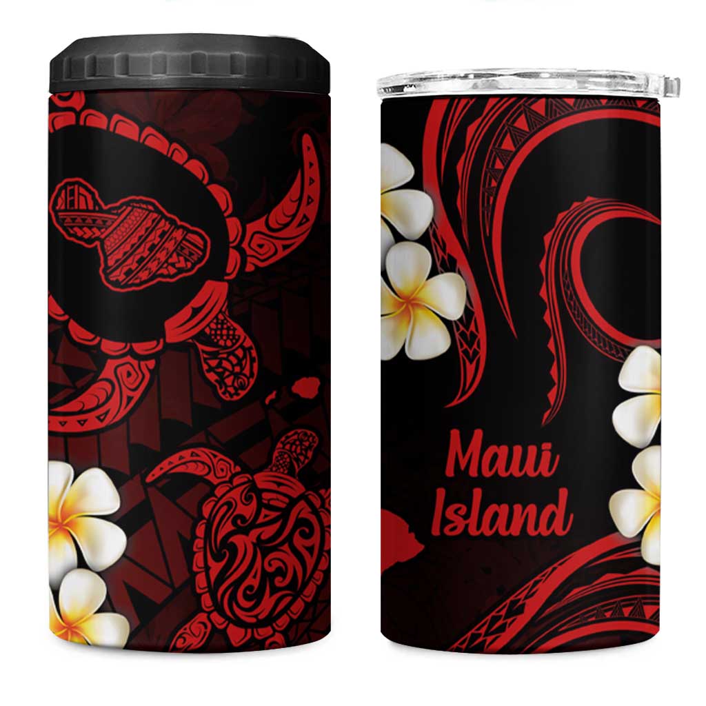 Hawaii Maui Islands Pacific Plumeria 4 in 1 Can Cooler Tumbler Red Polynesian Tattoo LT9 One Size: 16 oz Red - Polynesian Pride