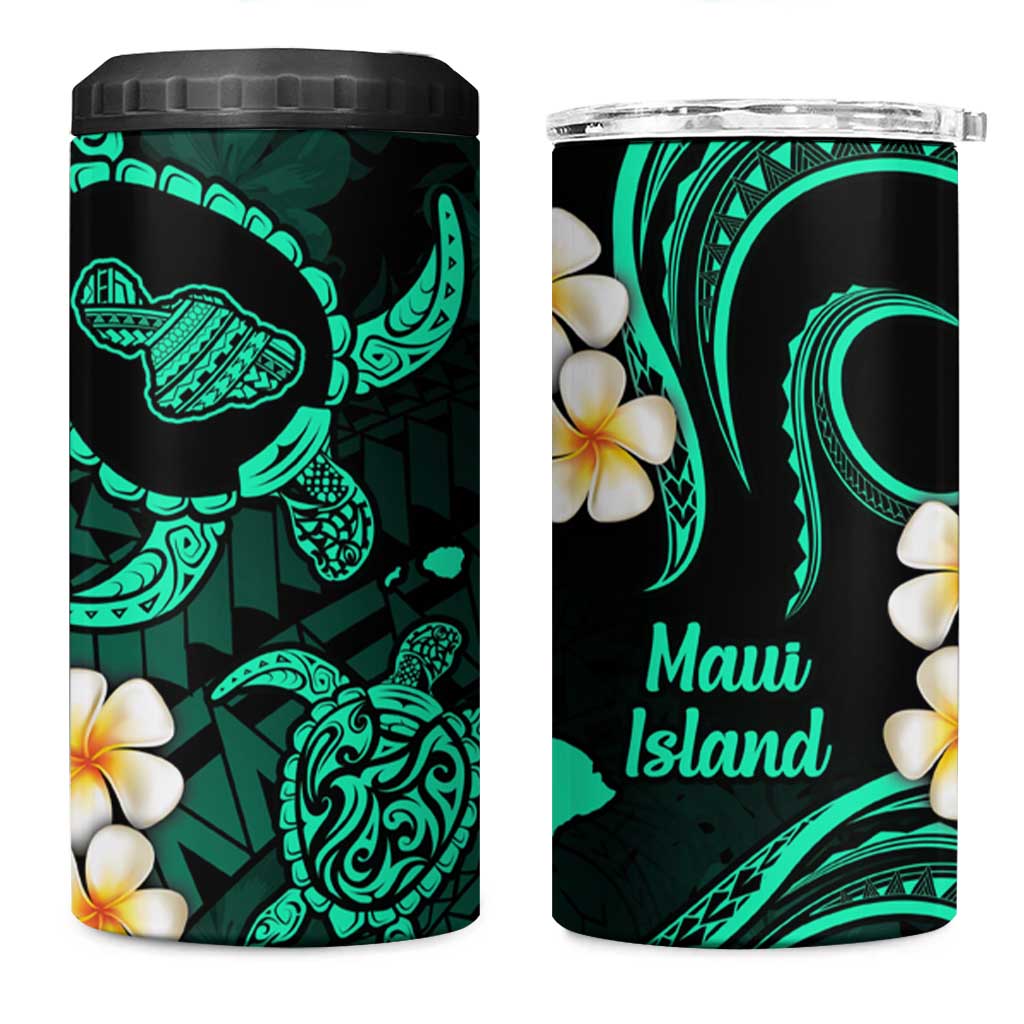 Hawaii Maui Islands Pacific Plumeria 4 in 1 Can Cooler Tumbler Turquoise Polynesian Tattoo LT9 One Size: 16 oz Turquoise - Polynesian Pride