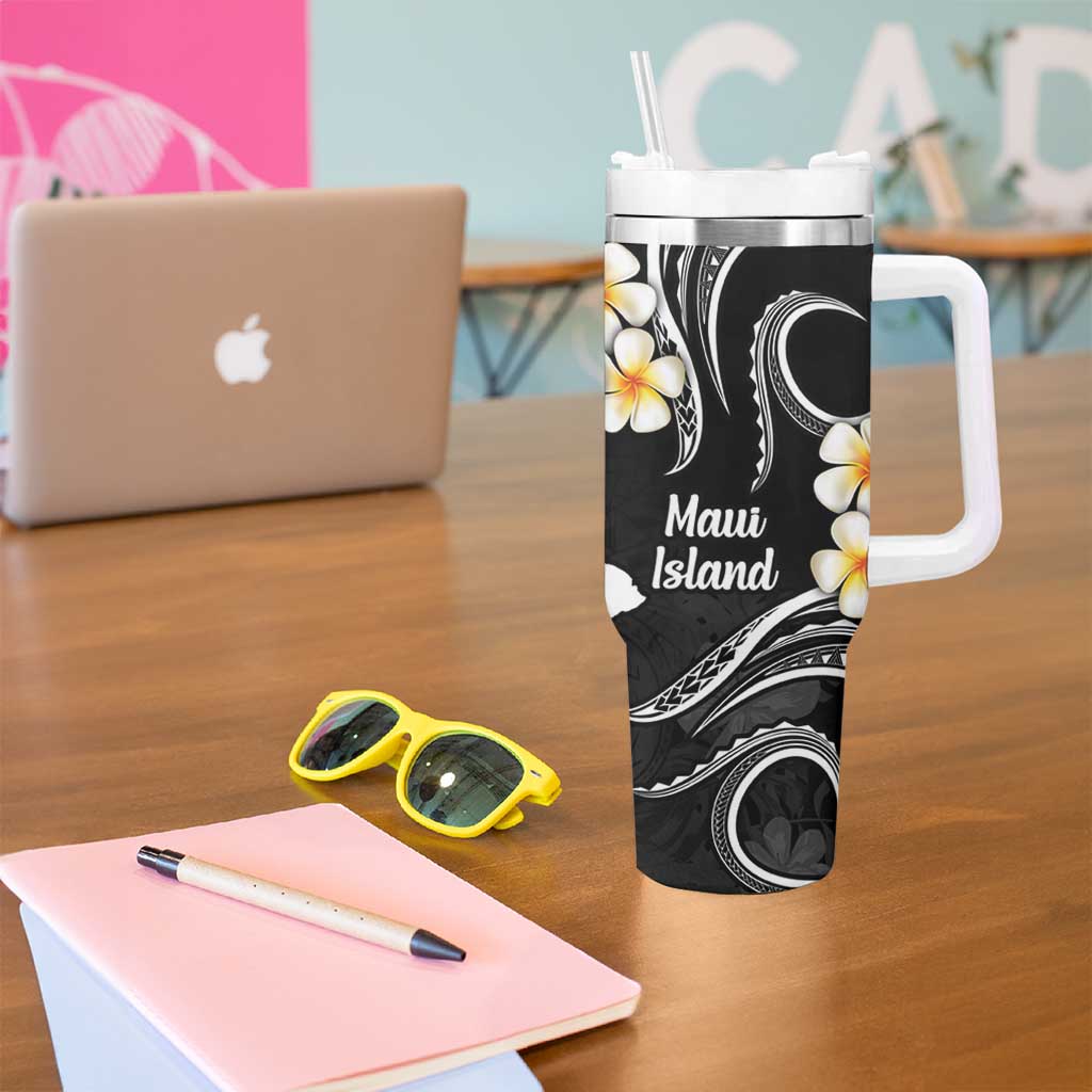 Hawaii Maui Islands Pacific Plumeria Tumbler With Handle White Polynesian Tattoo LT9 - Polynesian Pride