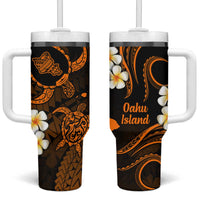 Hawaii Oahu Islands Pacific Plumeria Tumbler With Handle Gold Polynesian Tattoo LT9 One Size: 40 oz Gold - Polynesian Pride