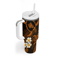 Hawaii Oahu Islands Pacific Plumeria Tumbler With Handle Gold Polynesian Tattoo LT9 - Polynesian Pride