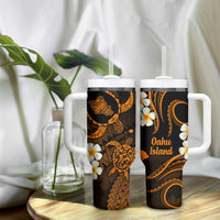 Hawaii Oahu Islands Pacific Plumeria Tumbler With Handle Gold Polynesian Tattoo LT9 - Polynesian Pride