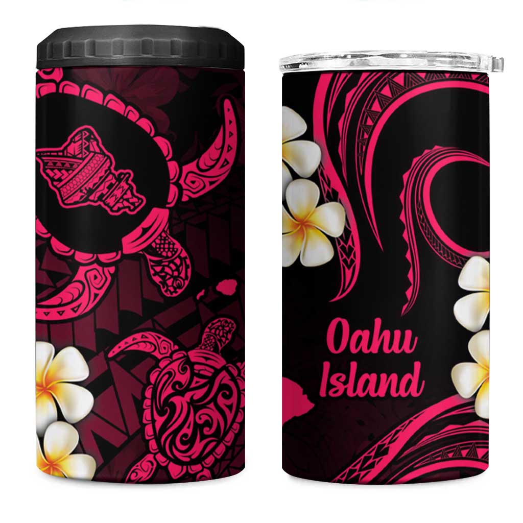 Hawaii Oahu Islands Pacific Plumeria 4 in 1 Can Cooler Tumbler Pink Polynesian Tattoo LT9 One Size: 16 oz Pink - Polynesian Pride