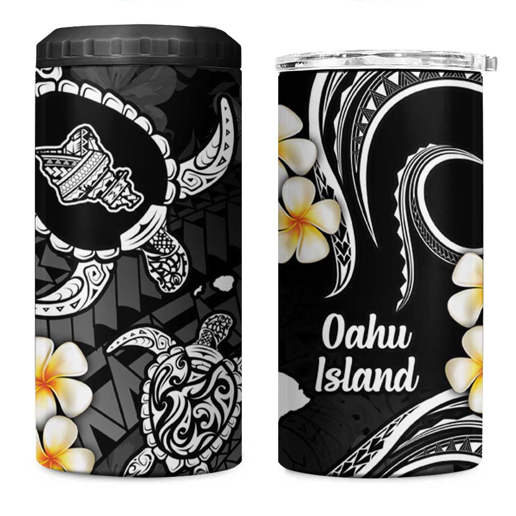 Hawaii Oahu Islands Pacific Plumeria 4 in 1 Can Cooler Tumbler White Polynesian Tattoo LT9 One Size: 16 oz White - Polynesian Pride