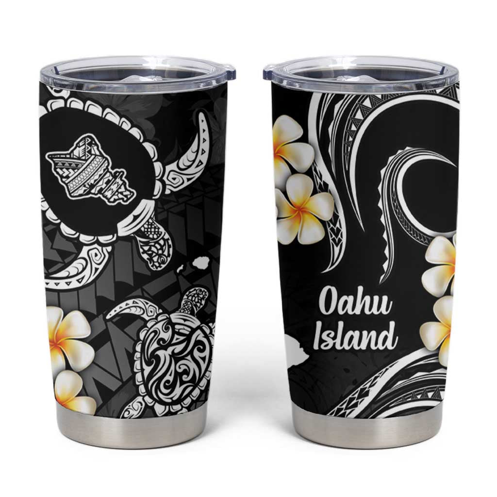 Hawaii Oahu Islands Pacific Plumeria Tumbler Cup White Polynesian Tattoo LT9 White - Polynesian Pride