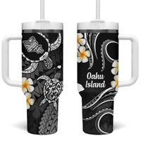 Hawaii Oahu Islands Pacific Plumeria Tumbler With Handle White Polynesian Tattoo LT9 One Size: 40 oz White - Polynesian Pride