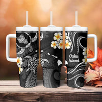Hawaii Oahu Islands Pacific Plumeria Tumbler With Handle White Polynesian Tattoo LT9 - Polynesian Pride