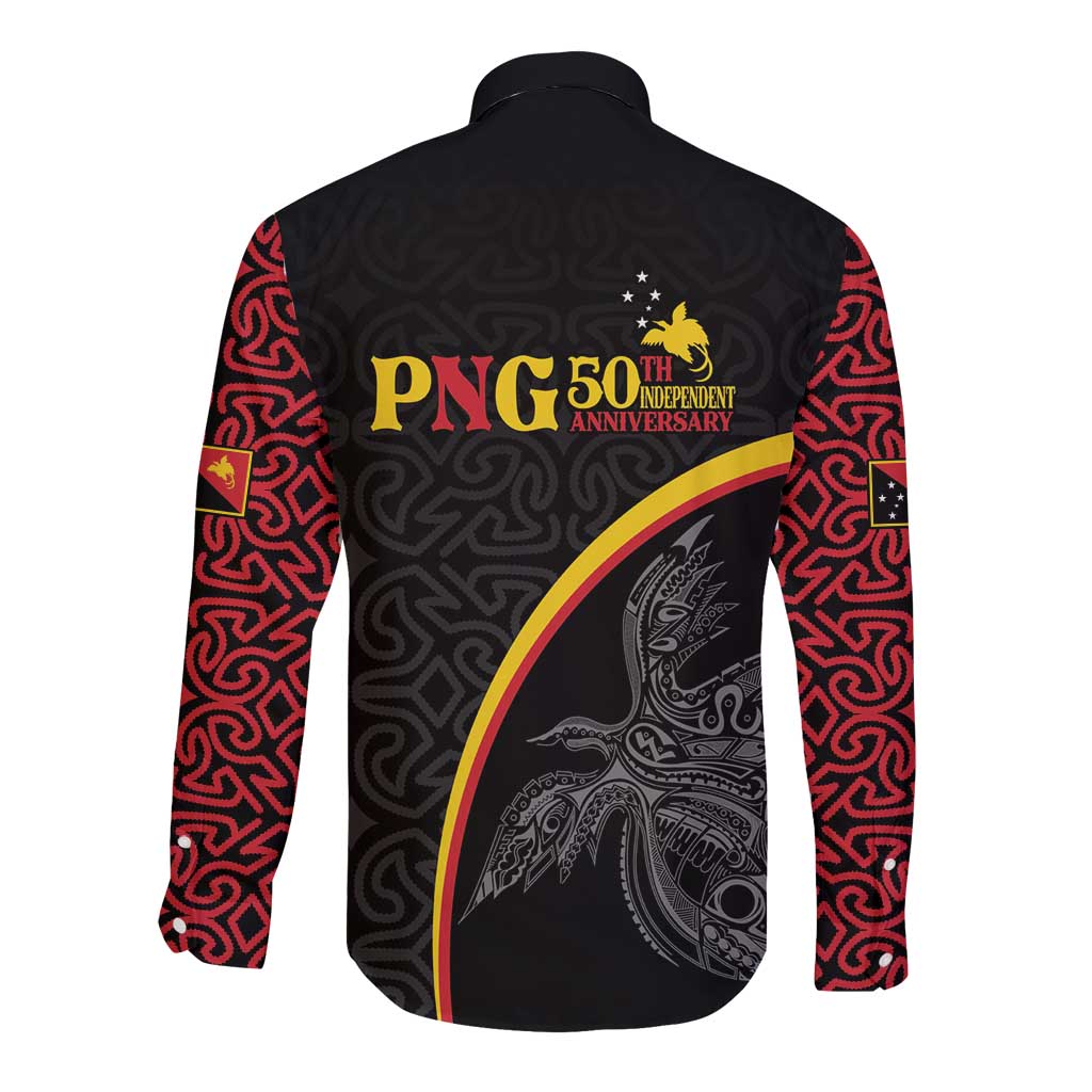 Papua New Guinea 50th Independence Day Long Sleeve Button Shirt Simple Oro Tapa Pattern LT9 - Polynesian Pride