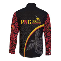 Papua New Guinea 50th Independence Day Long Sleeve Button Shirt Simple Oro Tapa Pattern LT9 - Polynesian Pride