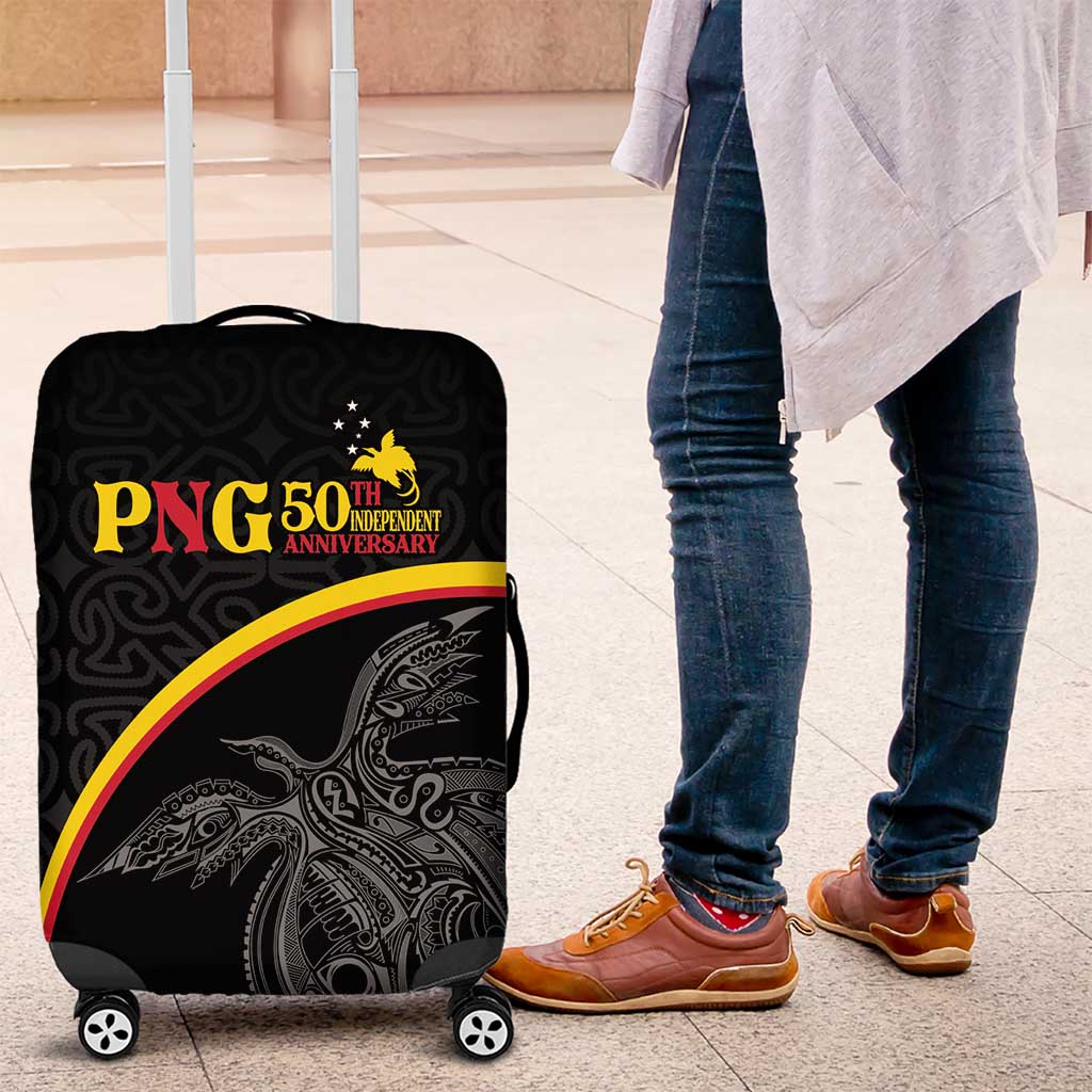 Papua New Guinea 50th Independence Day Luggage Cover Simple Oro Tapa Pattern LT9 Black - Polynesian Pride