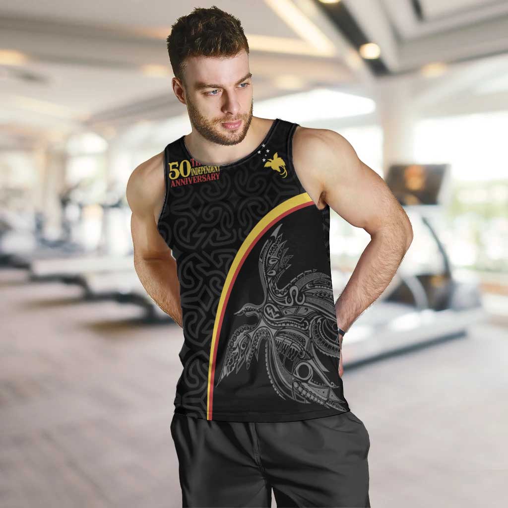 Papua New Guinea 50th Independence Day Men Tank Top Simple Oro Tapa Pattern LT9 Black - Polynesian Pride