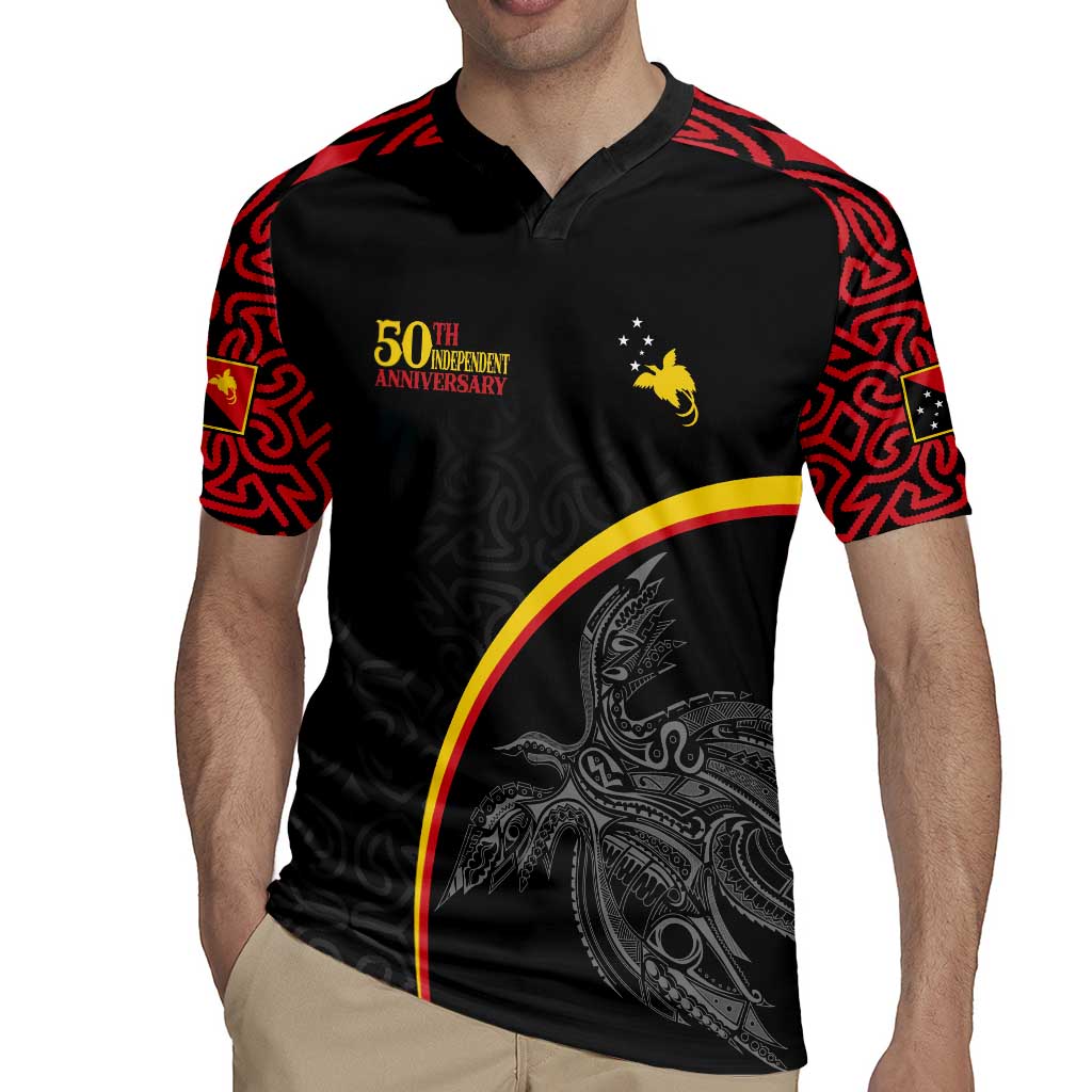 Papua New Guinea 50th Independence Day Rugby Jersey Simple Oro Tapa Pattern LT9 - Polynesian Pride