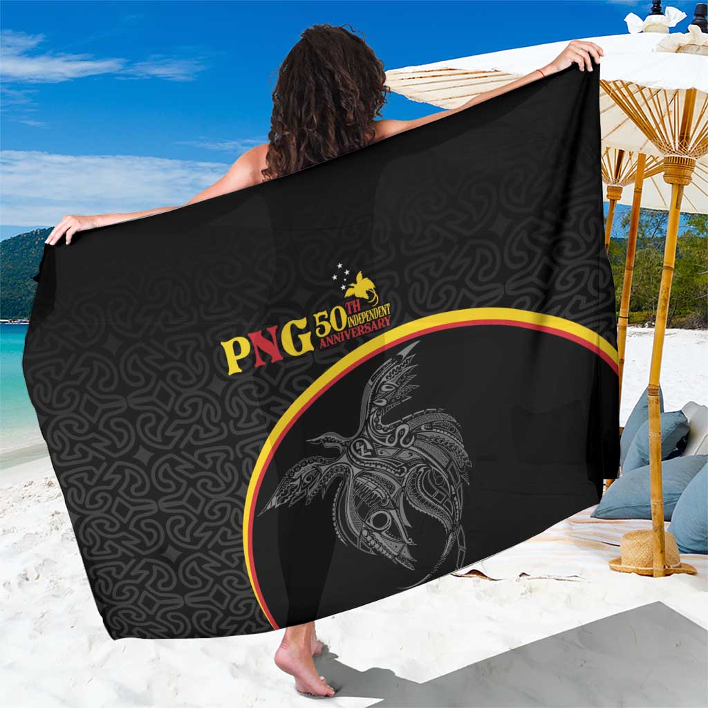 Papua New Guinea 50th Independence Day Sarong Simple Oro Tapa Pattern LT9 One Size 44 x 66 inches Black - Polynesian Pride