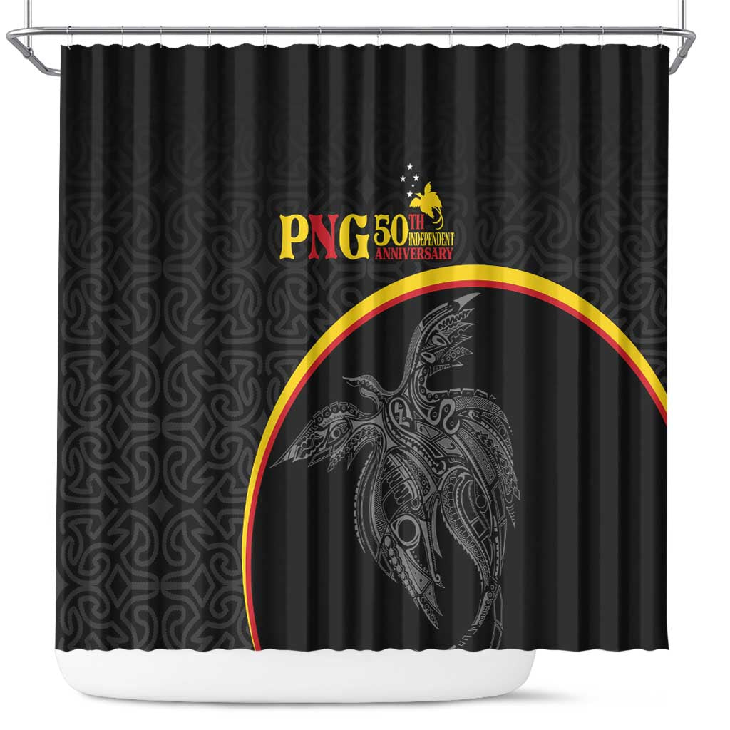 Papua New Guinea 50th Independence Day Shower Curtain Simple Oro Tapa Pattern LT9 Black - Polynesian Pride