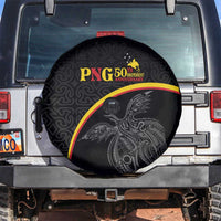 Papua New Guinea 50th Independence Day Spare Tire Cover Simple Oro Tapa Pattern LT9 Black - Polynesian Pride