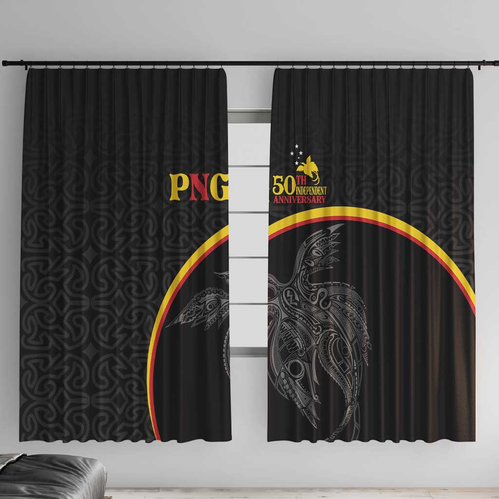 Papua New Guinea 50th Independence Day Window Curtain Simple Oro Tapa Pattern LT9 With Hooks Black - Polynesian Pride