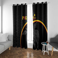 Papua New Guinea 50th Independence Day Window Curtain Simple Oro Tapa Pattern LT9 With Grommets Black - Polynesian Pride