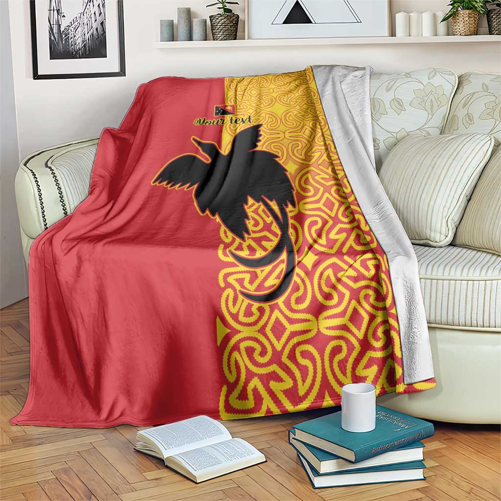 Papua New Guinea Oro Tapa Personalised Blanket Simple Bird of Paradise Style LT9 Red - Polynesian Pride