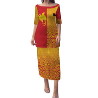 Papua New Guinea Oro Tapa Personalised Puletasi Simple Bird of Paradise Style LT9 Long Dress Red - Polynesian Pride