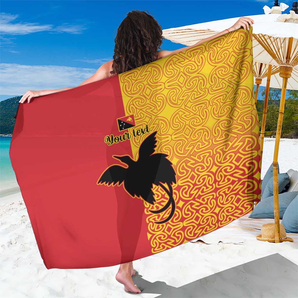 Papua New Guinea Oro Tapa Personalised Sarong Simple Bird of Paradise Style LT9 One Size 44 x 66 inches Red - Polynesian Pride