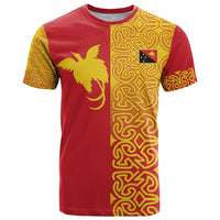 Papua New Guinea Oro Tapa Personalised T Shirt Simple Bird of Paradise Style LT9 Red - Polynesian Pride