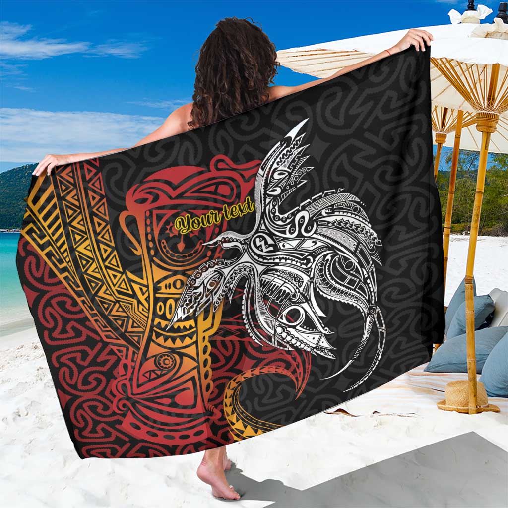 Papua New Guinea Sepik Personalised Sarong PNG Bird of Paradise Tattoo LT9 One Size 44 x 66 inches Black - Polynesian Pride