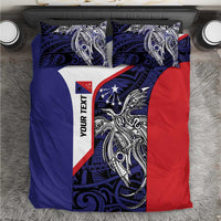 Personalised PNG Central Province Bedding Set Bird of Paradise Tattoo Flag Motif LT9 Blue - Polynesian Pride