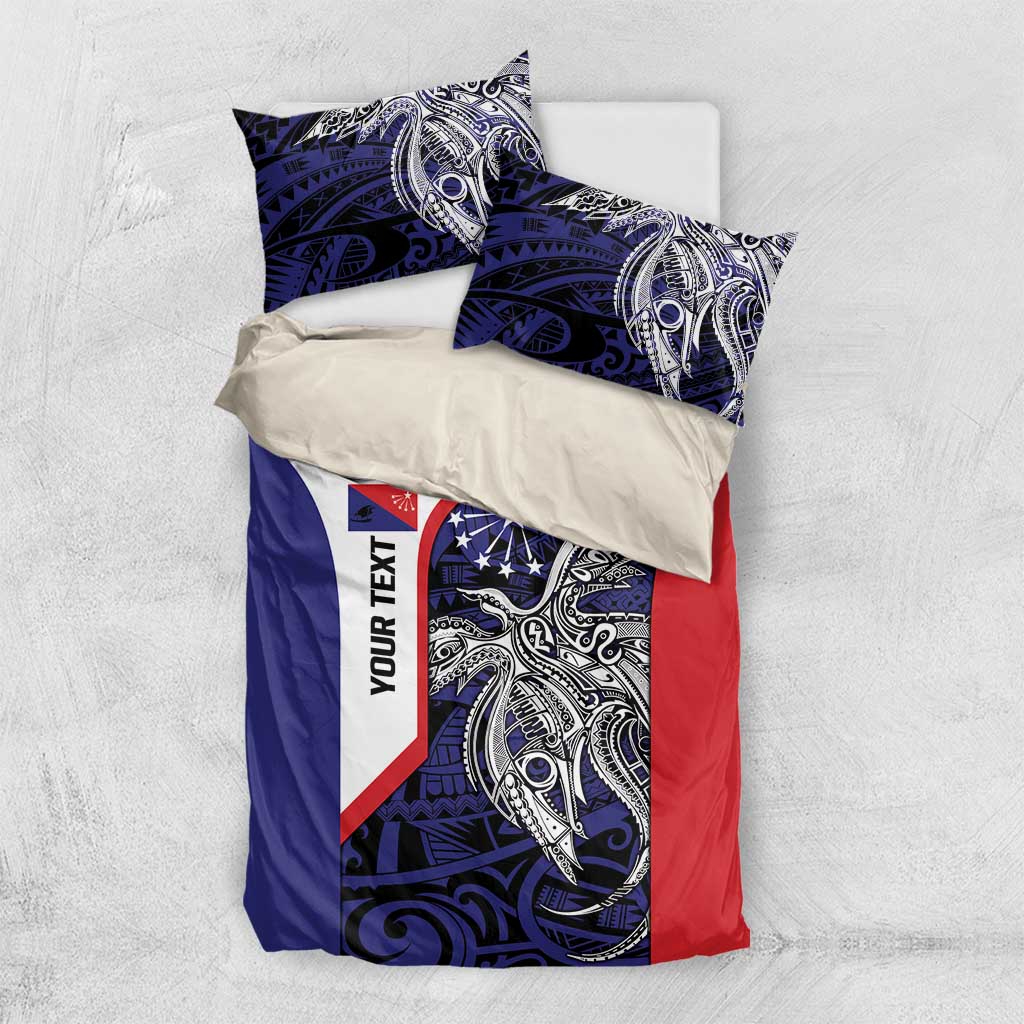 Personalised PNG Central Province Bedding Set Bird of Paradise Tattoo Flag Motif LT9 US Twin 172cm x 218cm Blue - Polynesian Pride