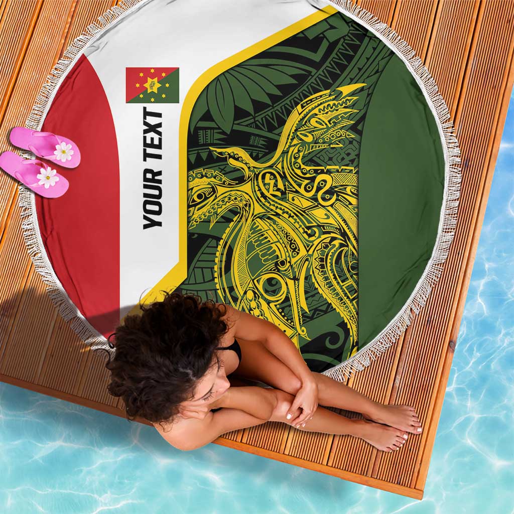 Personalised PNG Eastern Highlands Beach Blanket Bird of Paradise Tattoo Flag Motif LT9 - Polynesian Pride