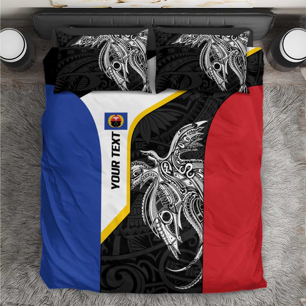 Personalised PNG Gulf Province Bedding Set Bird of Paradise Tattoo Flag Motif LT9 Black - Polynesian Pride
