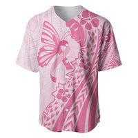 Pacific Girl and Butterfly Cancer Ribbon Personalised Baseball Jersey LT9 Pink - Polynesian Pride