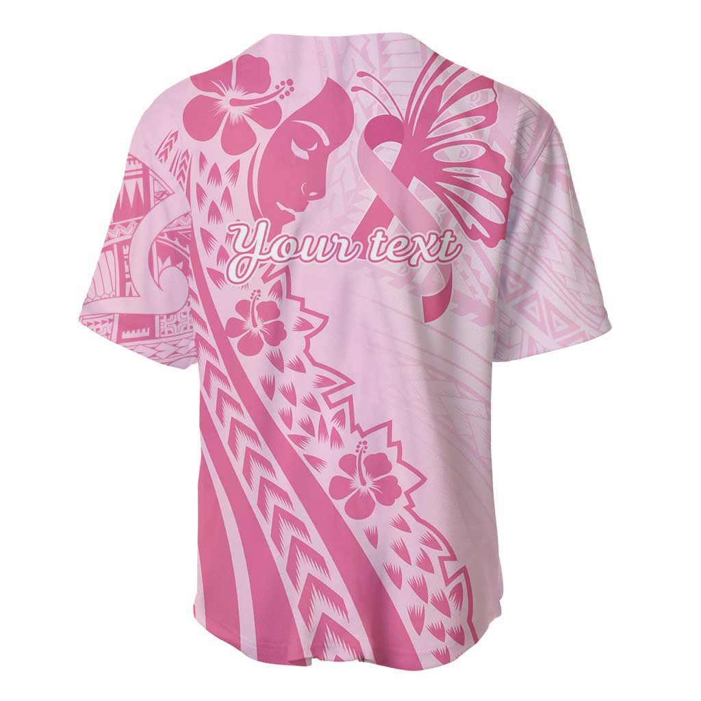 Pacific Girl and Butterfly Cancer Ribbon Personalised Baseball Jersey LT9 - Polynesian Pride