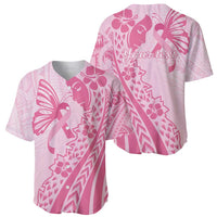 Pacific Girl and Butterfly Cancer Ribbon Personalised Baseball Jersey LT9 - Polynesian Pride