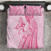 Pacific Girl and Butterfly Cancer Ribbon Personalised Bedding Set LT9 Pink - Polynesian Pride