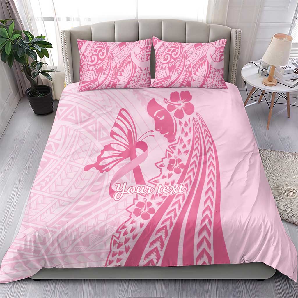 Pacific Girl and Butterfly Cancer Ribbon Personalised Bedding Set LT9 - Polynesian Pride
