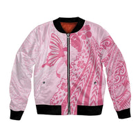 Pacific Girl and Butterfly Cancer Ribbon Personalised Bomber Jacket LT9 Unisex Pink - Polynesian Pride