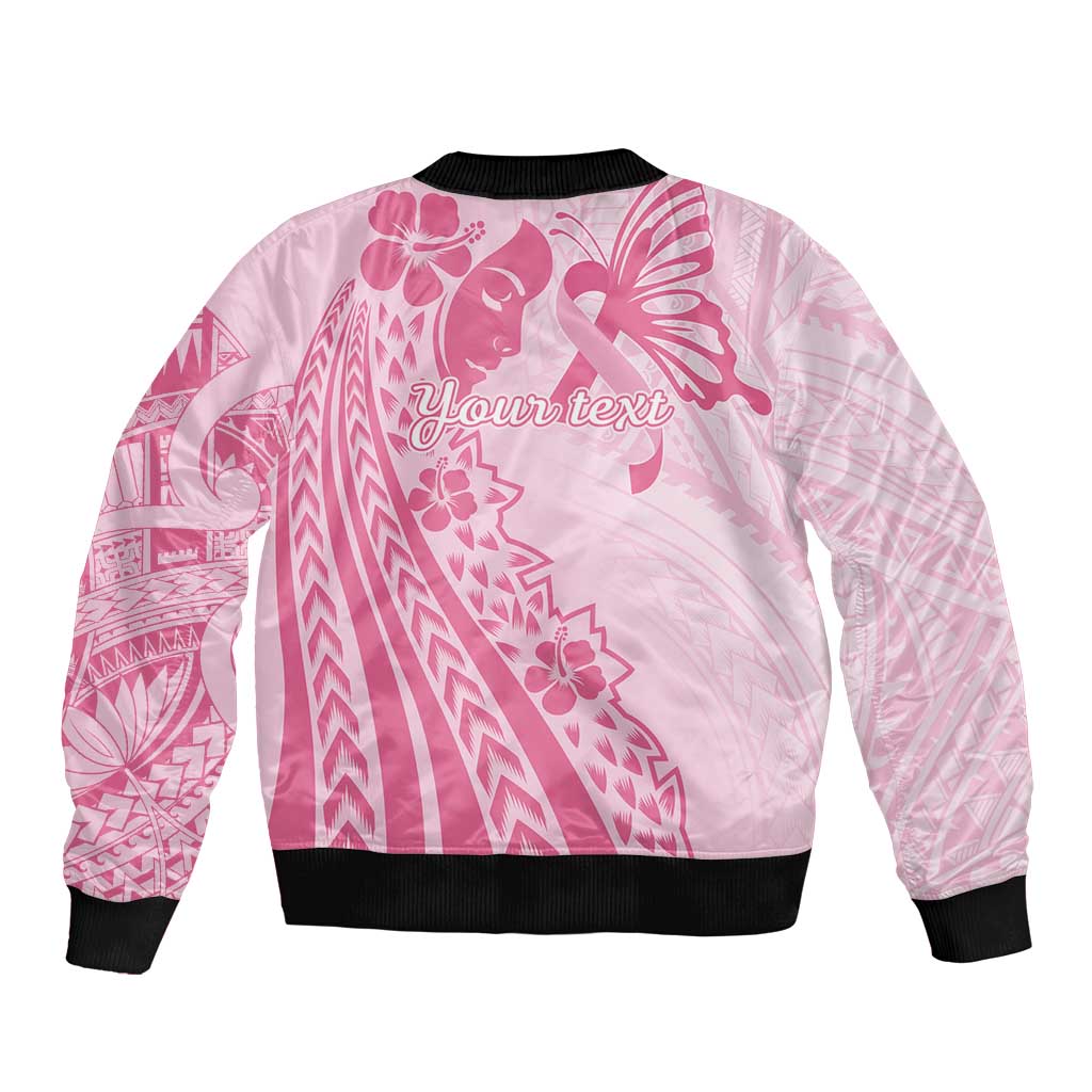 Pacific Girl and Butterfly Cancer Ribbon Personalised Bomber Jacket LT9 - Polynesian Pride